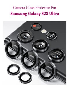 Waldic Camera Lens Glass Protector With Ring For Samsung Galaxy S23 Ultra - Black  - Image 1