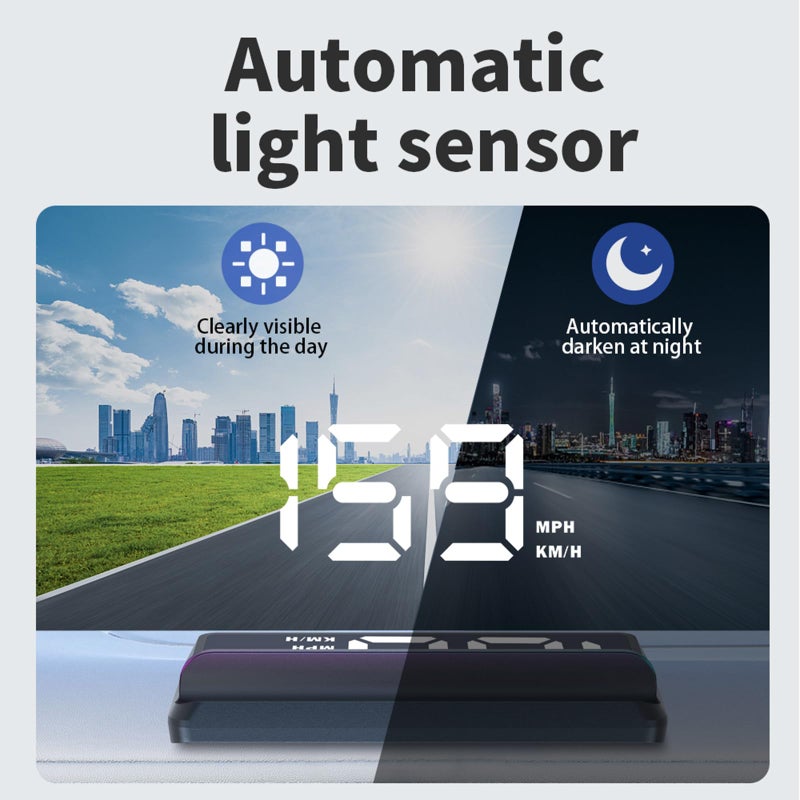 AZIJYV W2 White Heads Up Display for Cars Digital Speedometer for Car Speedometer for Car with Speed, Triple Over-Speed Alarm, Auto Light Sensor, HUD Speedometer Universal Fit for All Vehicles - Image 5