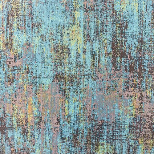 JiffDiff Vintage Metallic Peel and Stick Wallpaper Self Adhesive Industrial Metallic Concrete Wall Paper Modern Stick on Wallpaper(17.3" x 120" Blue Gold) - Image 1