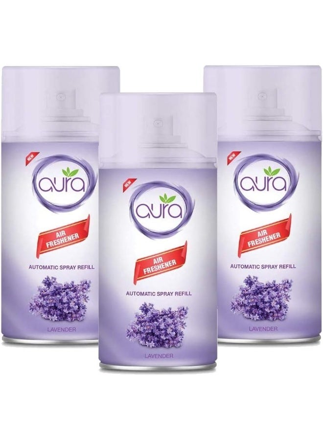 AURA Aura Air Freshener Automatic Spray Refill 250Ml Triple Pack Dry Based Premium Long Lasting Fragrances Designed To Mask And Remove Unpleasant Odors Refresh Lavender  - Image 1