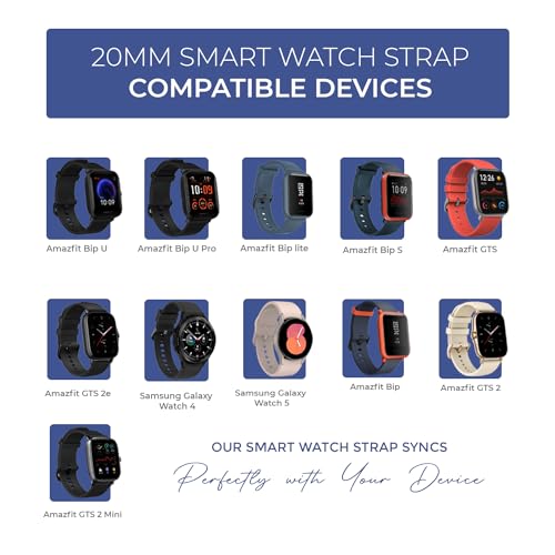 PunnkFunnk Punnk Funnk 20mm Silicone Band Strap with Metal Buckle Compatible with Amazfit GTS 2 Mini, Amazfit Bip/Bip U/Pro/Lite, Bip S, Amazfit GTS/ 2/2e, Amazfit GTR, Samsung Galaxy Watch 4/5 20mm Lugs(Blue) - Image 5