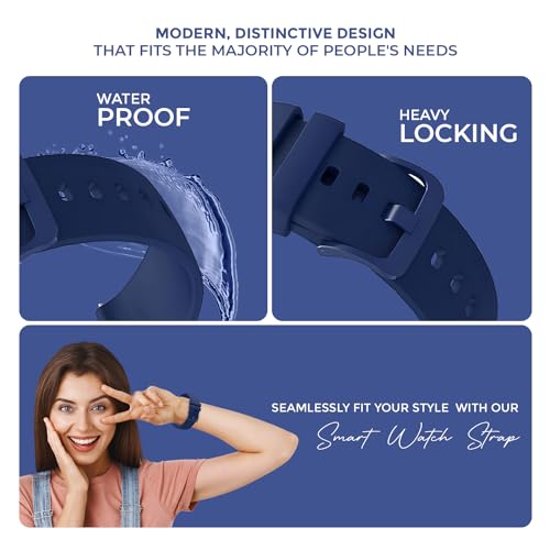 PunnkFunnk Punnk Funnk 20mm Silicone Band Strap with Metal Buckle Compatible with Amazfit GTS 2 Mini, Amazfit Bip/Bip U/Pro/Lite, Bip S, Amazfit GTS/ 2/2e, Amazfit GTR, Samsung Galaxy Watch 4/5 20mm Lugs(Blue) - Image 3