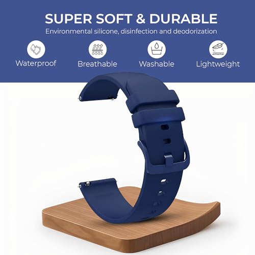 PunnkFunnk Punnk Funnk 20mm Silicone Band Strap with Metal Buckle Compatible with Amazfit GTS 2 Mini, Amazfit Bip/Bip U/Pro/Lite, Bip S, Amazfit GTS/ 2/2e, Amazfit GTR, Samsung Galaxy Watch 4/5 20mm Lugs(Blue) - Image 2