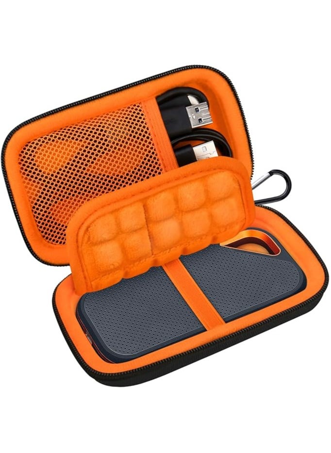 إيروريكس حقيبة حمل لجهاز SanDisk Extreme Pro/SanDisk Extreme Portable External SSD 500GB 1TB 2TB 4TB USB-C محرك الحالة الصلبة EVA حقيبة سفر للتخزين الواقية ضد الصدمات، أسود + برتقالي  - Image 5