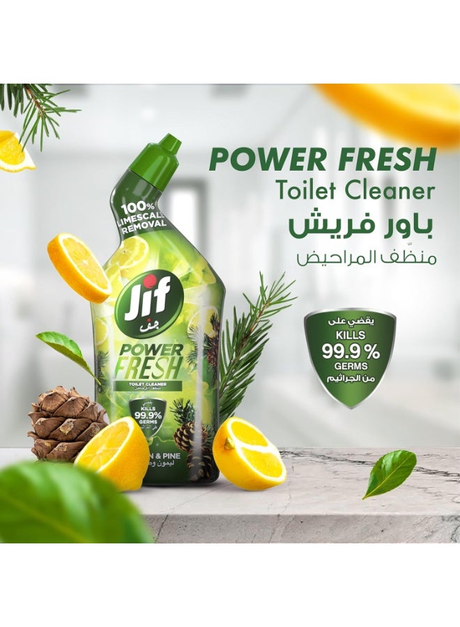 JIF Power Fresh Toilet Cleaner Liquid, Lemon & Pine, 100% Limescale Remover, Kills 99.9% Germs, 500ml - Image 3