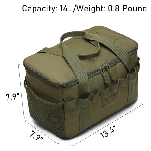 Lemubeane Tactical Camping Storage Bag 14L Tactical Utility Tote Bag Camping Cookware Organizer Trunk Organizer OD Green - Image 3