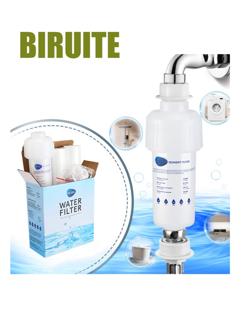 BIRUITE Water Filter, Washing Machine filter With 3 5 μm PP Replacement Filter Elements and Washing Machine interface, Reduces Rust, Sediment and Chlorine for Cleaner Water (Compatible With Most Washing Machines) - Image 1