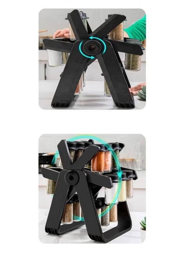 Beauenty Spice Jar Set with 18 Spice Jars 360 Degree Rotation Spice Rack - Image 2