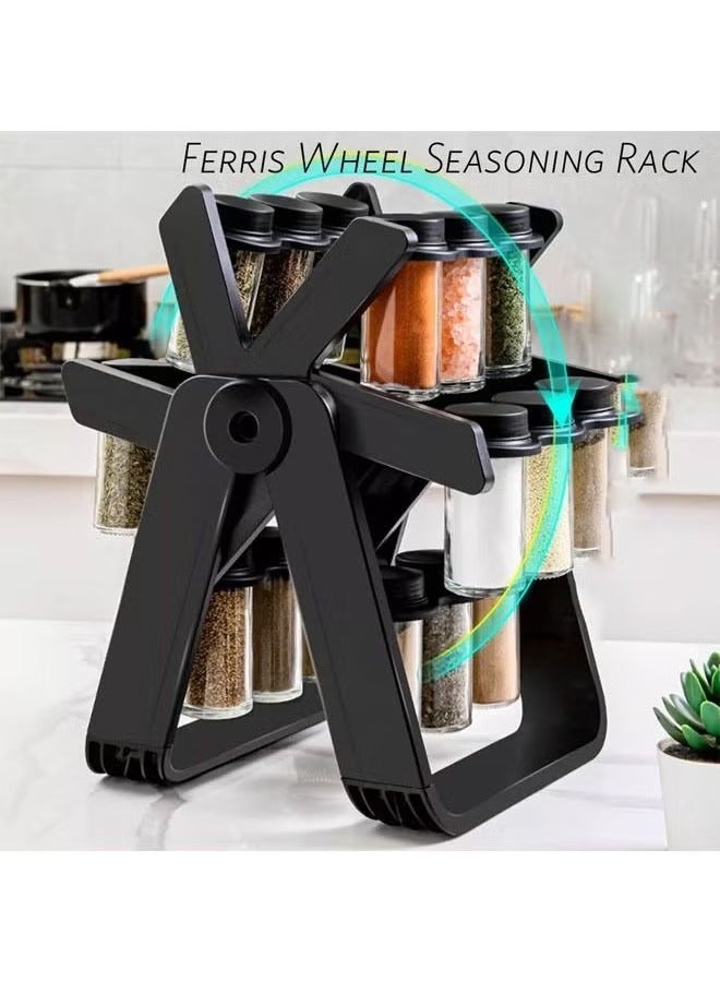 Beauenty Spice Jar Set with 18 Spice Jars 360 Degree Rotation Spice Rack - Image 4