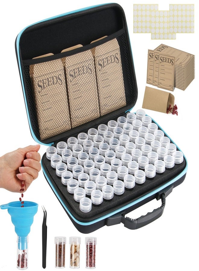 hasumcol 70 Slots Seed Storage Organizer, Garden Seeds Saver kit Seed Organizer with 20 Seed Envelopes, Write Label, Funnel, Tweezer for Flower Plants Vegetable Seed Saving (Seeds not Included) - Image 1