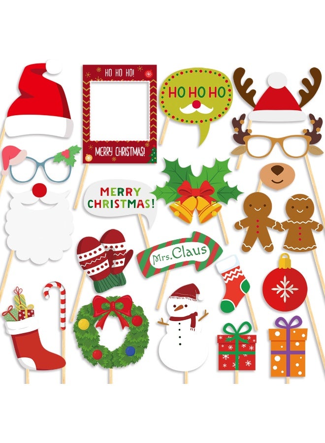 20 PCS Christmas Party Photo Booth Props with Stick, Ugly Christmas Sweater Selfie Props Tacky Sweater Party Decorations Sweater Photo Booth Props for Xmas Winter Party Supplies - Image 1