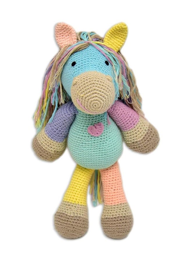 Happy Threads Handmade Crocheted Cute Handmade ATLAS Pony (13 inch) – Multicolour  | Crochet Toys | Child Safe | for Babies 6 Months & Above | Dolls for Boys/Girls| For Birthday Gift | Decorative Items for Room - Image 1