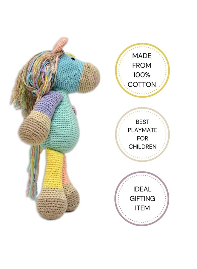 Happy Threads Handmade Crocheted Cute Handmade ATLAS Pony (13 inch) – Multicolour  | Crochet Toys | Child Safe | for Babies 6 Months & Above | Dolls for Boys/Girls| For Birthday Gift | Decorative Items for Room - Image 3