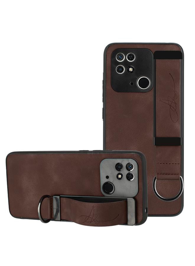 The Bros Case For Xiaomi Redmi 10C Wristband Holder Leather Back Phone Case
