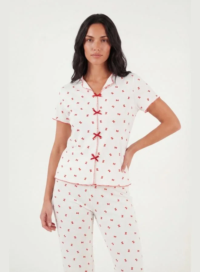 ليلا Lela Regular Fit Patterned V-Neck Short-Sleeve Pajama Set Women's PAJAMA SET 65770836
