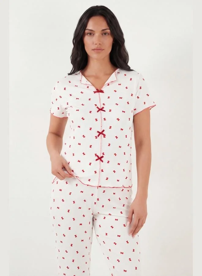Lela  Lela Regular Fit Patterned V-Neck Short-Sleeve Pajama Set Women's PAJAMA SET 65770836 for Women | Best Price UAE