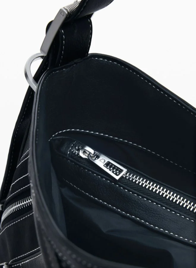 DESIGUAL Medium faux leather bag with buckles