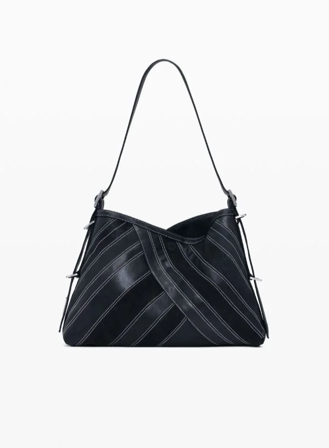 DESIGUAL Medium faux leather bag with buckles