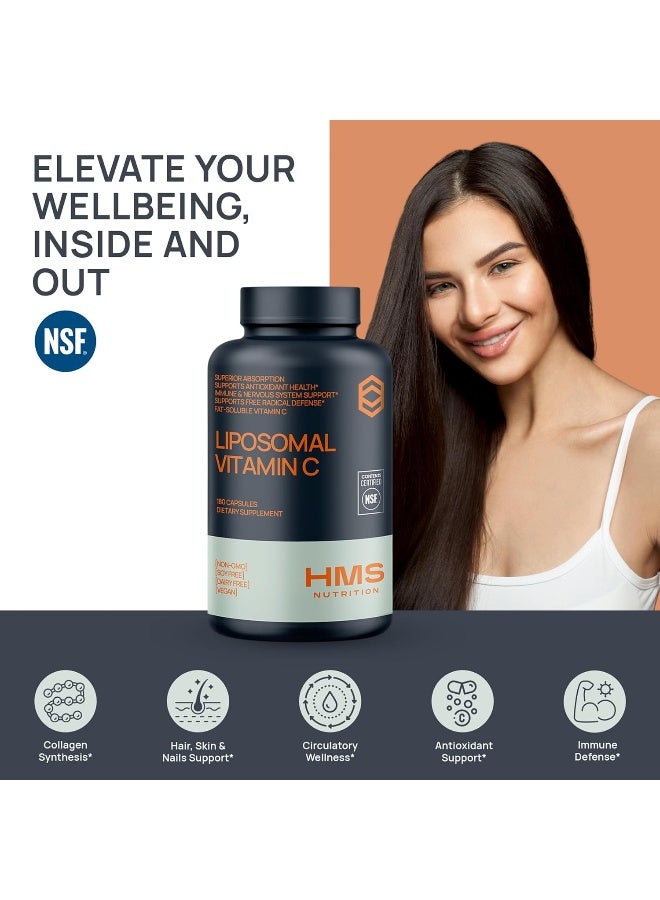 HMS Co. Premium 1600mg Liposomal Vitamin C - Superior Absorption Immune and Nervous System Booster Fat Soluble 180 Capsules - Image 5