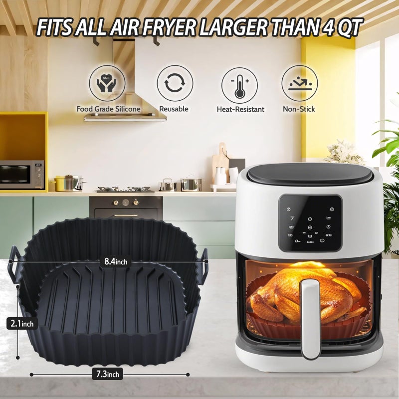 Komzon Air Fryer Silicone Liners 3 PCS, Reusable, Silicone, 9Inch, Food Grade, Replacement of Flammable Disposable Parchment Paper for Oven - Image 2