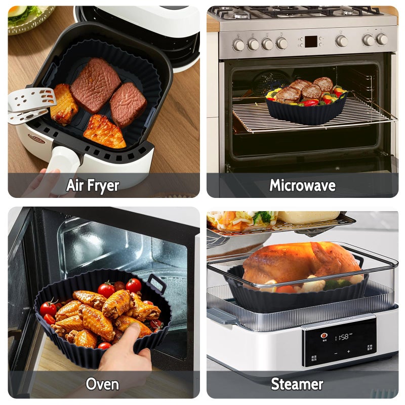 Komzon Air Fryer Silicone Liners 3 PCS, Reusable, Silicone, 9Inch, Food Grade, Replacement of Flammable Disposable Parchment Paper for Oven - Image 5