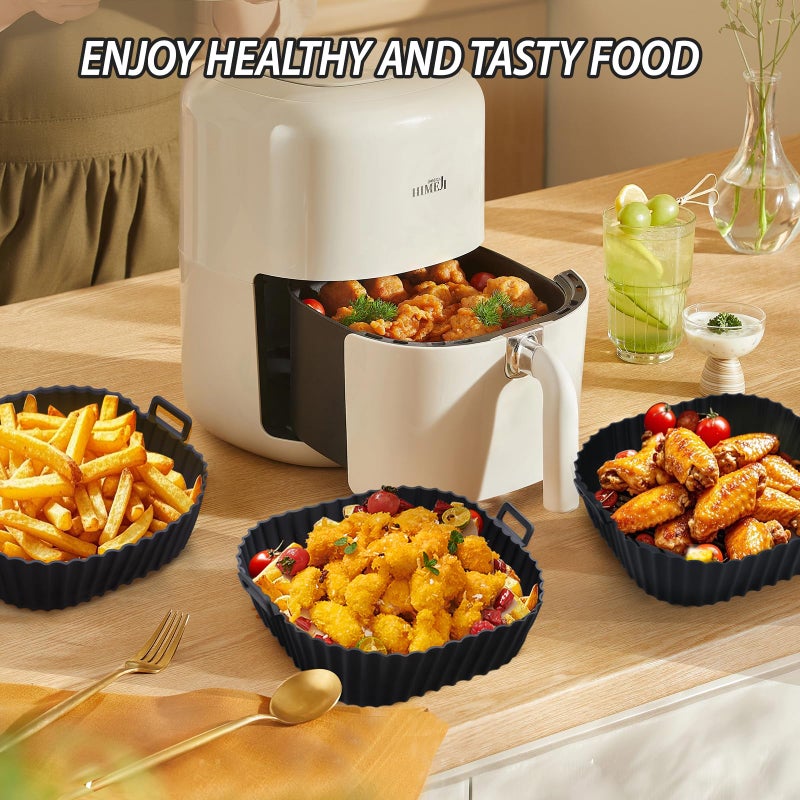 Komzon Air Fryer Silicone Liners 3 PCS, Reusable, Silicone, 9Inch, Food Grade, Replacement of Flammable Disposable Parchment Paper for Oven - Image 3