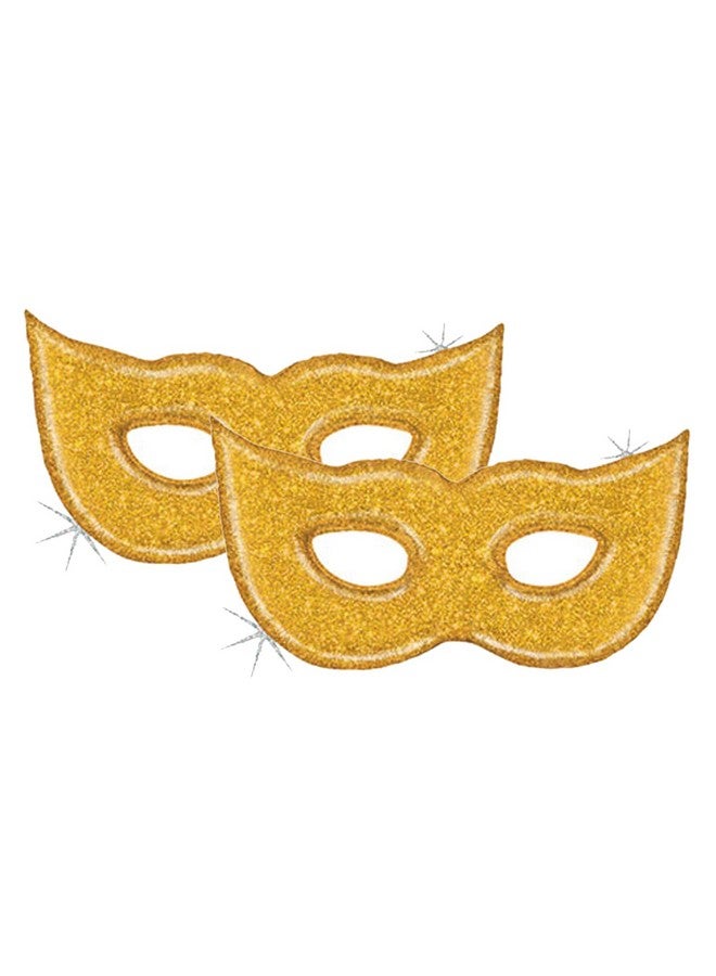 آرتيزان آول مجموعة من 2 قناع ذهبي لامع ثلاثي الأبعاد من ماردي جراس، جامبو 51 بالون للحفلات من رقائق الفويل - Image 1