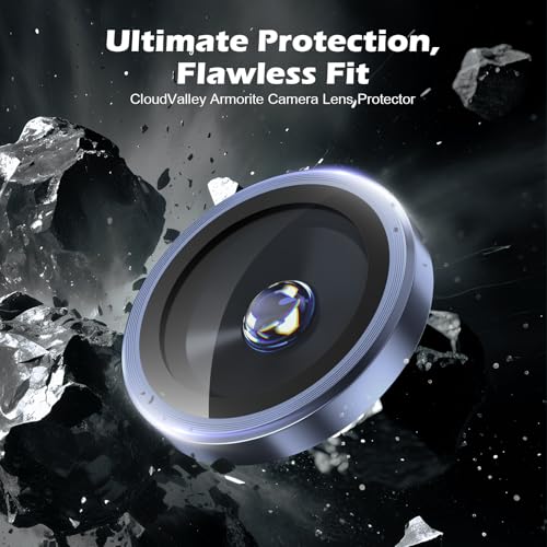 CloudValley for iPhone 17 Pro/iPhone 17 Pro Max Camera Lens Protector, [1 Second Installaion] Ultra-HD Tempered Glass Cover, [Case-Friendly] Metal Lens Screen Protective Ring, Deep Blue - Image 2