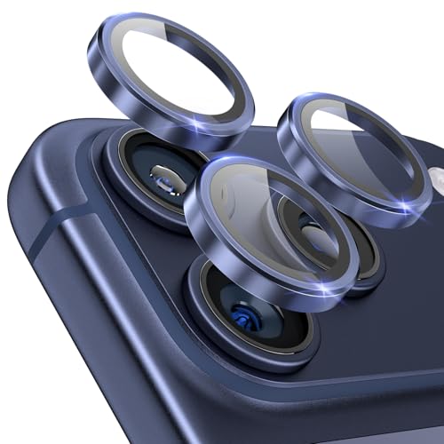 CloudValley for iPhone 17 Pro/iPhone 17 Pro Max Camera Lens Protector, [1 Second Installaion] Ultra-HD Tempered Glass Cover, [Case-Friendly] Metal Lens Screen Protective Ring, Deep Blue - Image 1
