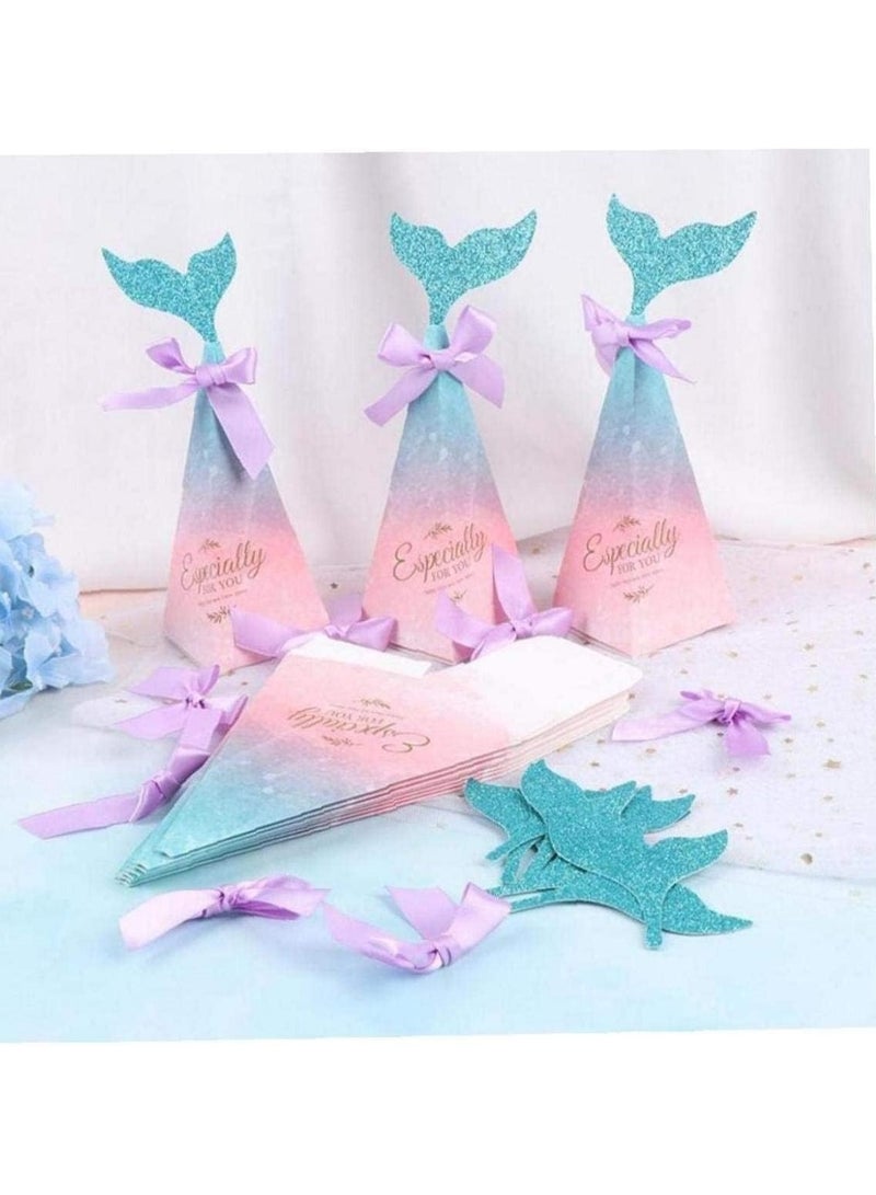 general 20 Pcs Mermaid Sweet Candy Boxes Paper Gift Bags Kraft Mermaid Tail Candy Boxes Chocolate Gift Boxes Baby Shower Birthday Party Favours - Image 3