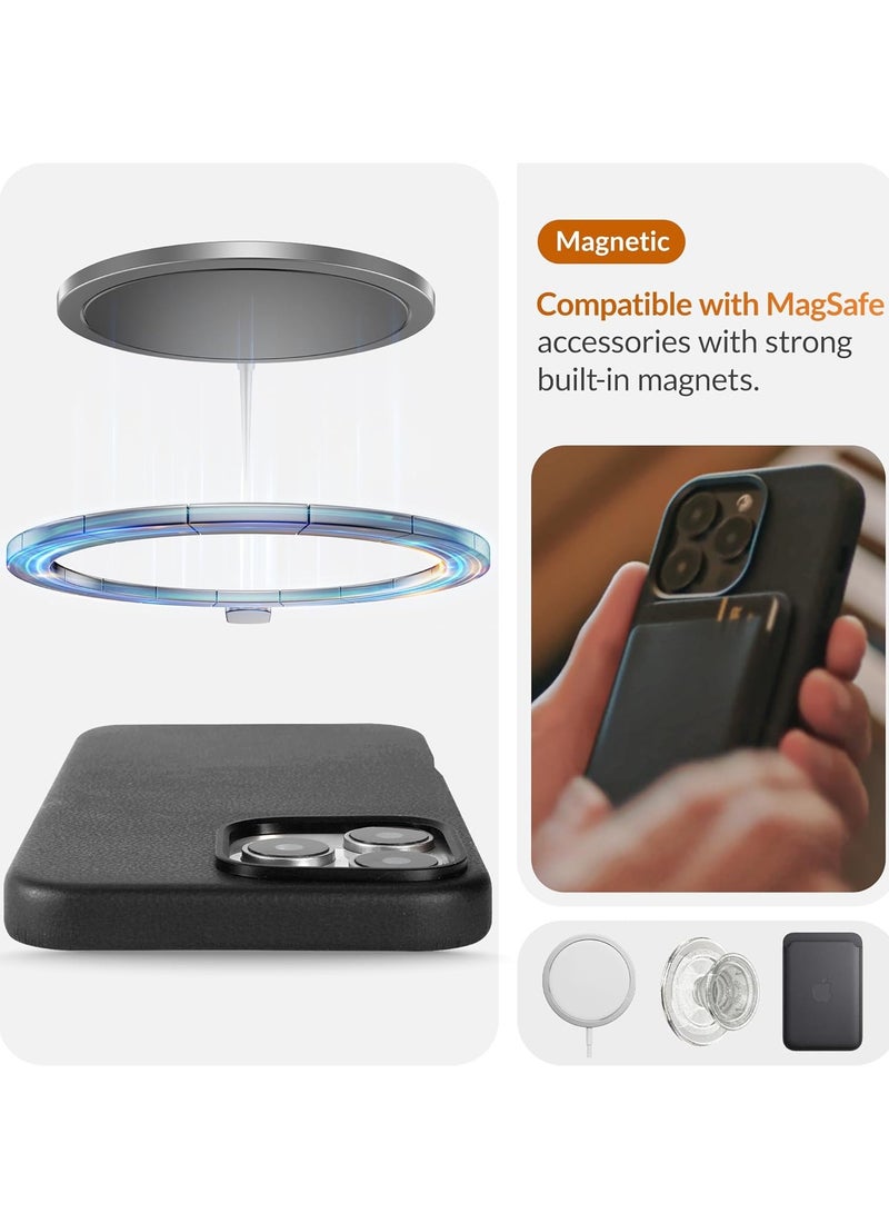 ELTRAZONE Classic European Leather Phone Case for iPhone 16 Pro – Black, Smoothens & Softens Over Time, Compatible with MagSafe - Image 5