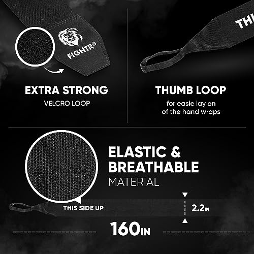 FIGHTR® Boxing Handwraps 160 inches semi-Elastic Hand Wraps with Thumb Loop for Boxing, MMA, Muay Thai & Martial Arts - Image 2