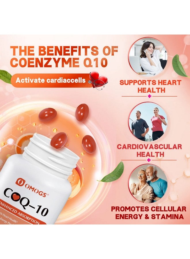 OMOGS CoQ10 400mg Softgels, Coenzyme Q10 High Absorption Supplements Support Heart Health, Cardiovascular Health, Immune System & Cellular Energy Production, Gluten Free, 60 Softgels - Image 4