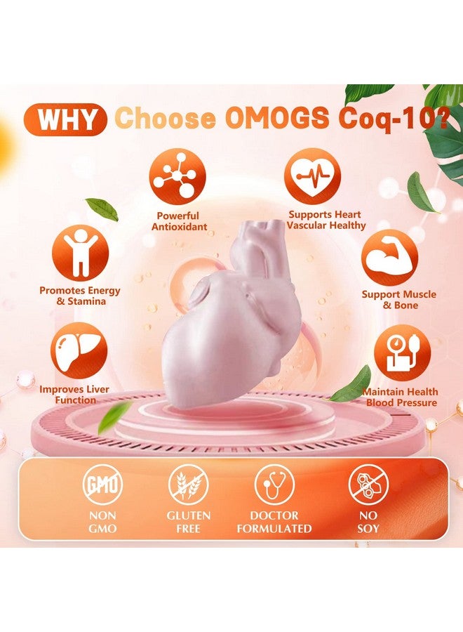 OMOGS CoQ10 400mg Softgels, Coenzyme Q10 High Absorption Supplements Support Heart Health, Cardiovascular Health, Immune System & Cellular Energy Production, Gluten Free, 60 Softgels - Image 5