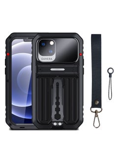Generic Case Cover For iPhone 13 Armor Shockproof Splash-proof Dust-proof Phone Case with Holder Black 
