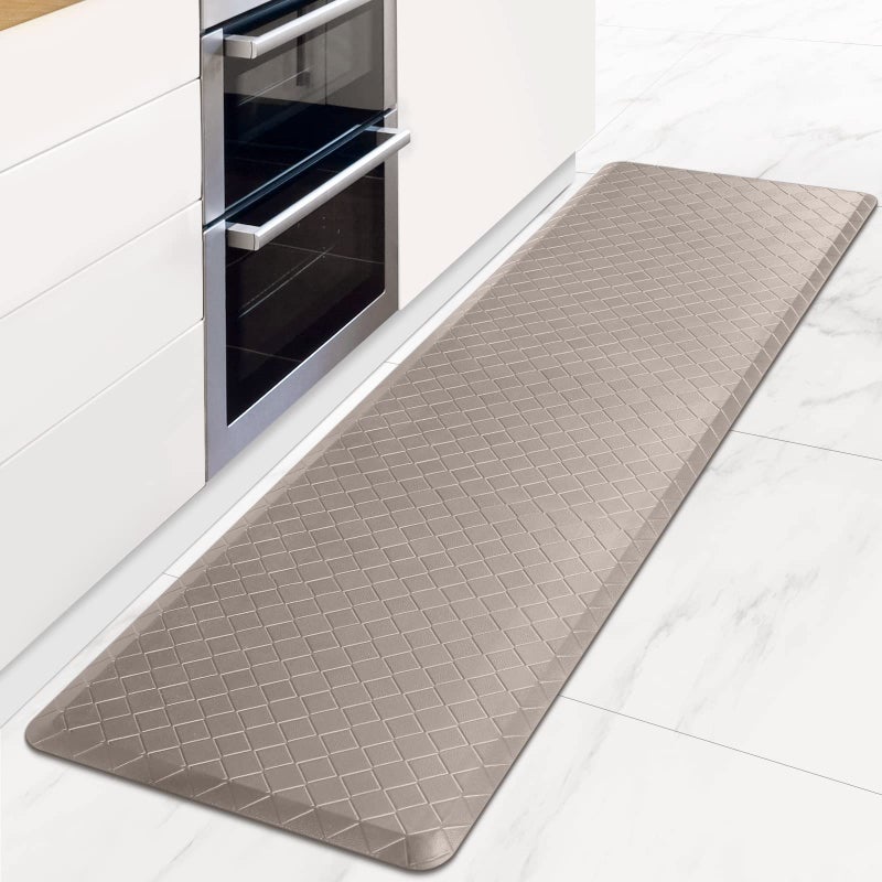 HappyTrends Kitchen Runner Rugs AntiFatigue mats173x 60Non Slip Waterproof Ergonomic Comfort Mat for Kitchen Floor Home Office Sink LaundryKhaki