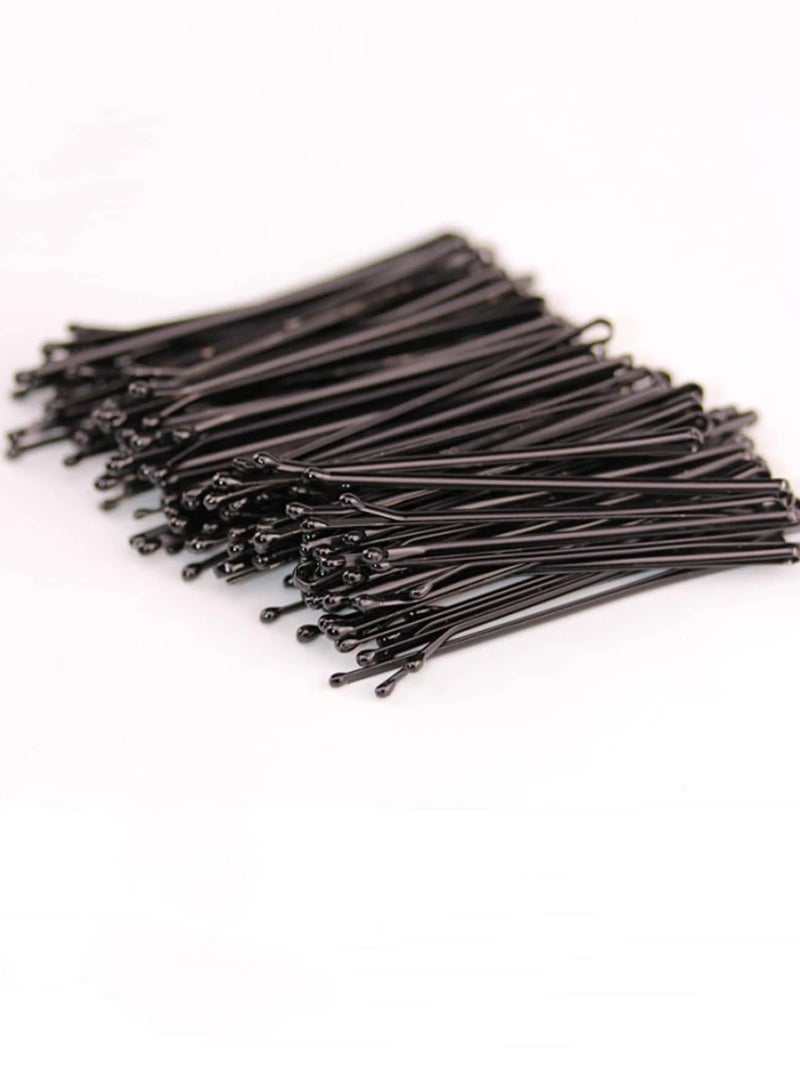 مجموعة من 100 دبوس شعر طويل مع علبة، دبابيس شعر سوداء كبيرة الحجم للكعكات، مشبك شعر فاخر بطول 5.5 سم للفتيات والنساء وحفلات الزفاف، رائع لجميع أنواع الشعر - Image 2