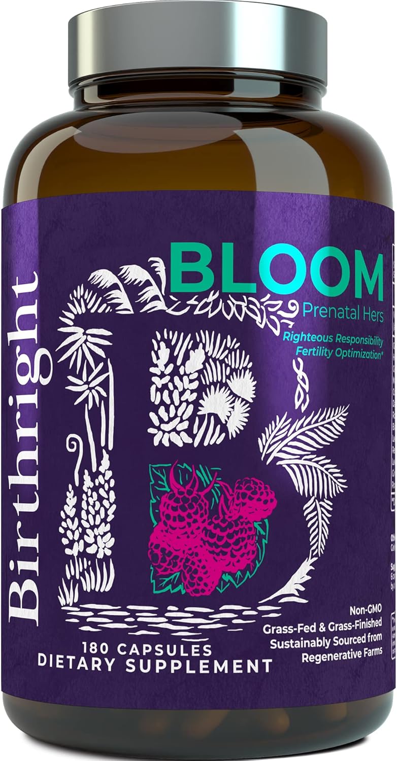 Birthright Complete Prenatal Supplement for Fetal Development Folate Choline  DHA from Grass Fed Liver Fish Eggs Colostrum Bone Marrow with All Natural Herbal Blend Bloom - Image 1