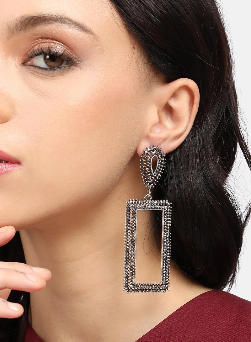 سوهي أقراط ماكسي هندسية معقدة - فضية