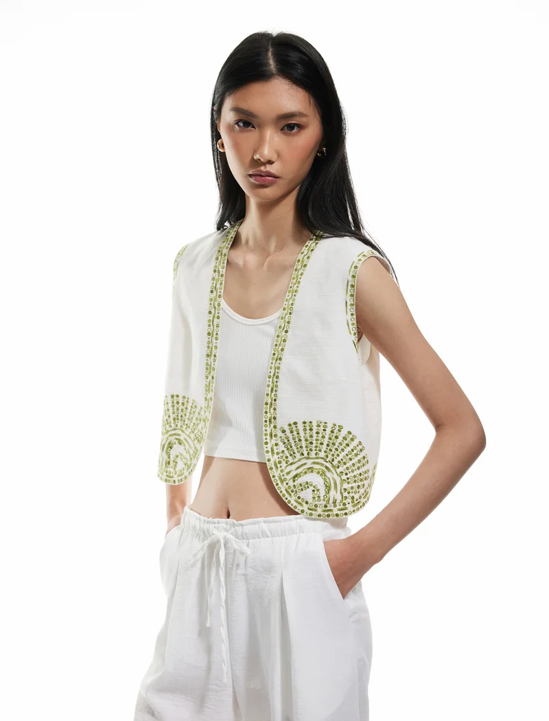 كوتون Embroidered Vest