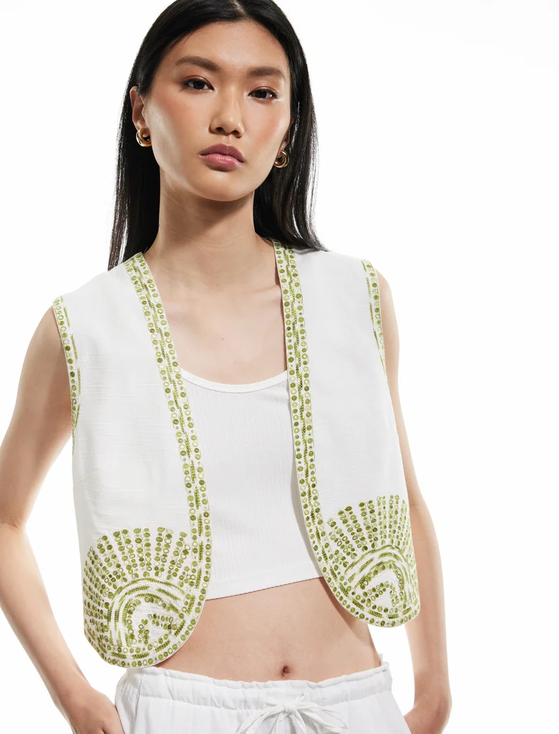 كوتون Embroidered Vest