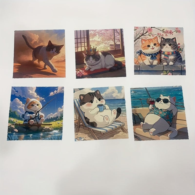 Cat Holiday Print Microfiber Glasses Cleaning Cloth Durable For Lenses Screens Instruments - Image 1