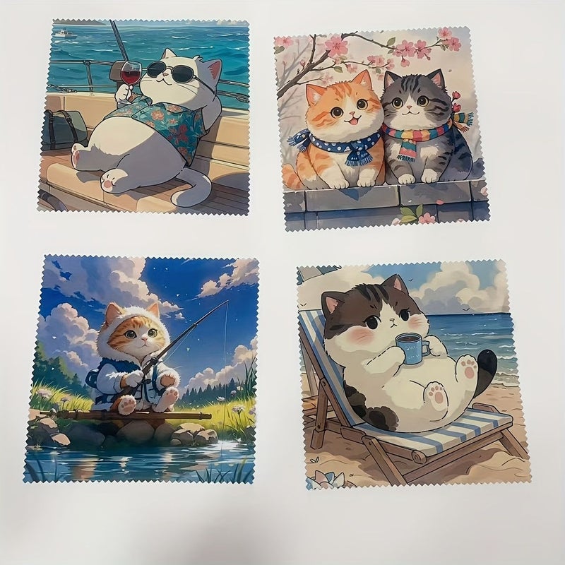 Cat Holiday Print Microfiber Glasses Cleaning Cloth Durable For Lenses Screens Instruments - Image 2