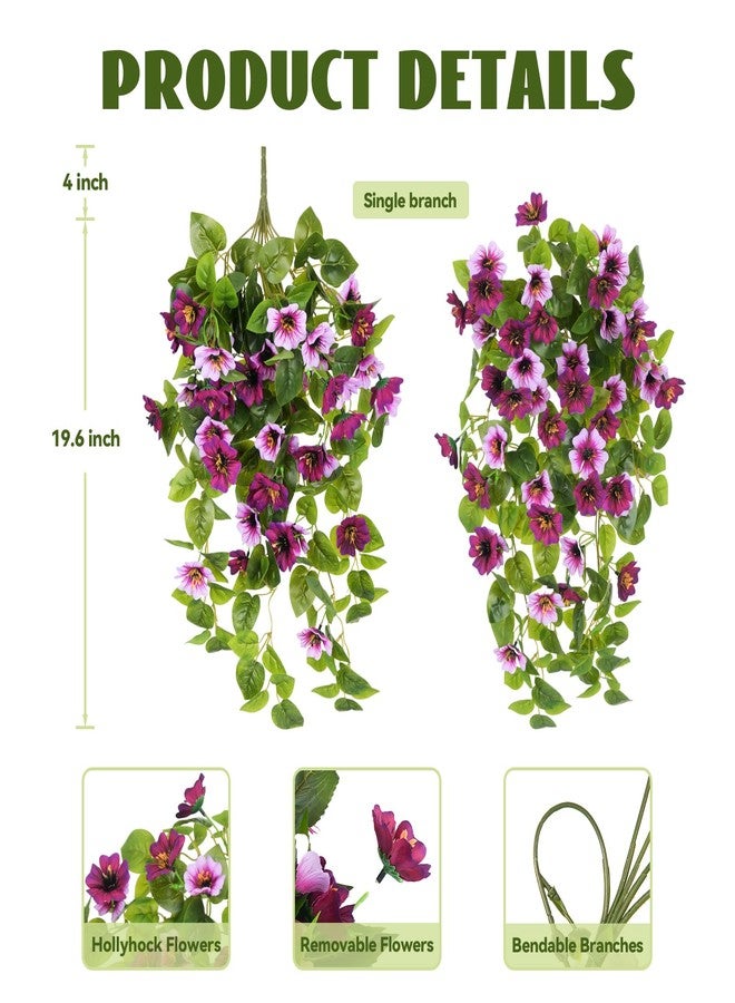 Hrobek Fake Artificial Flowers Hanging for Outdoors Decor, 2 Bundles UV Resistant Faux Silk Flowers for Planters Porch Patio Window Yard Balcony Fence Decoration - Image 2