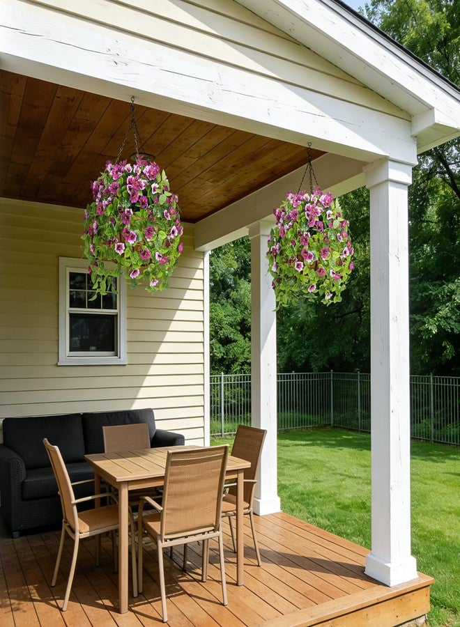 Hrobek Fake Artificial Flowers Hanging for Outdoors Decor, 2 Bundles UV Resistant Faux Silk Flowers for Planters Porch Patio Window Yard Balcony Fence Decoration - Image 4