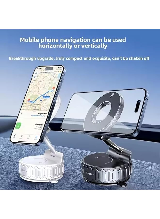 S-TOP Magnetic Phone Holder, Foldable Vacuum Suction Car Mount with Strong Grip, 360° Adjustable One-Hand Operation Stand Smartphones, Universal Dashboard Windshield Mount, Gym, Black - Image 3