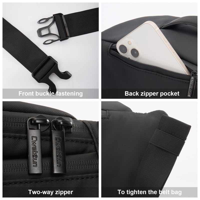 Cwatcun Waterproof Camera Waist Bag Compact Camera Case, Lightweight Portable Fanny Pack, Daily Carry Storage Case Crossbody Bag for Canon, Nikon, Sony, Fuji DSLR/SLR/Mirrorless Camera, Lens, Black - Image 4