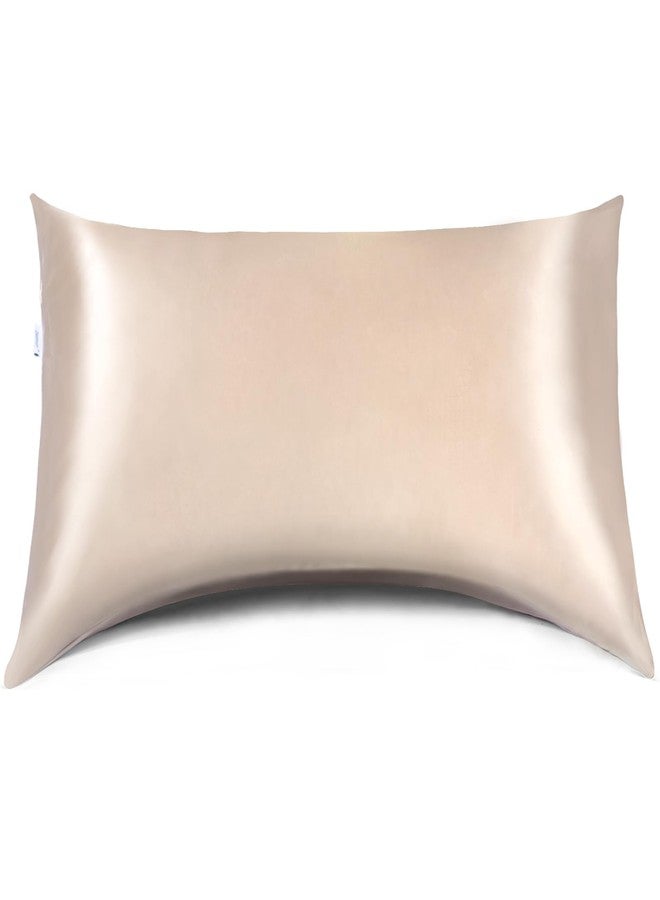 Zelimun Curved Pillow Case, Side Sleeper Pillowcase, Champange Satin Pillowcase Cover with Zipper, Breathable and Soft, Queen Size 20 x 30 Inches - Image 1