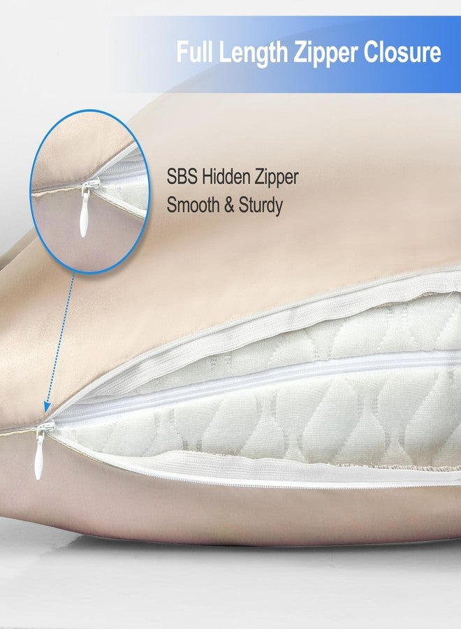 Zelimun Curved Pillow Case, Side Sleeper Pillowcase, Champange Satin Pillowcase Cover with Zipper, Breathable and Soft, Queen Size 20 x 30 Inches - Image 3