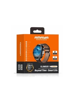 Amaya ASW-01 Smart Watch Strap Brown Color Bluetooth Call Multiple Sports Modes Music Control Sports Tracking IP68 Waterproof and Dustproof, Enhanced Water Resistance. Scientific sleep monitoring, good sleep for good life. 24-hour heart rate monitoring